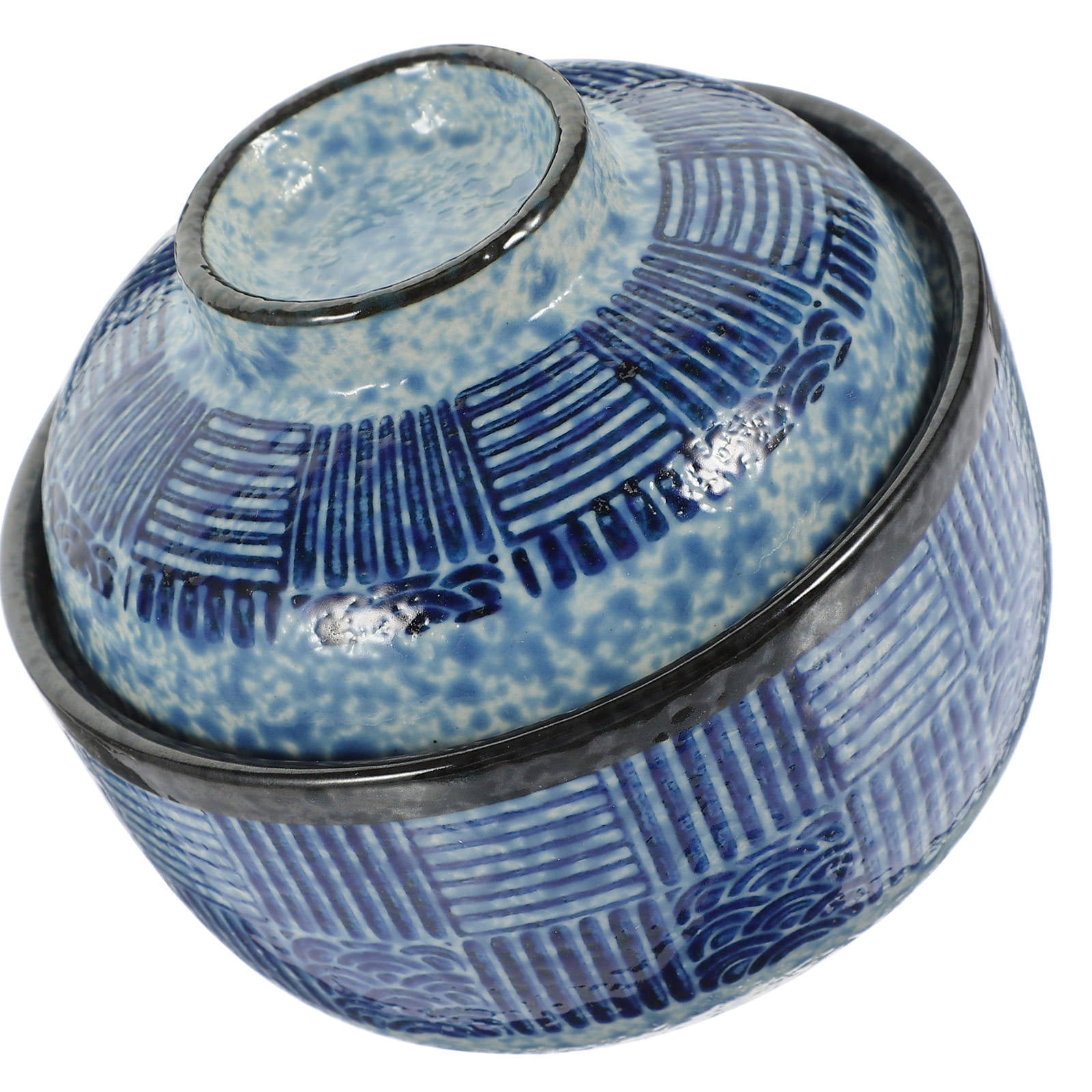 LEORX 1 Set of Japanese Style Covered Soup Bowl Multi function Bowl with Spoon