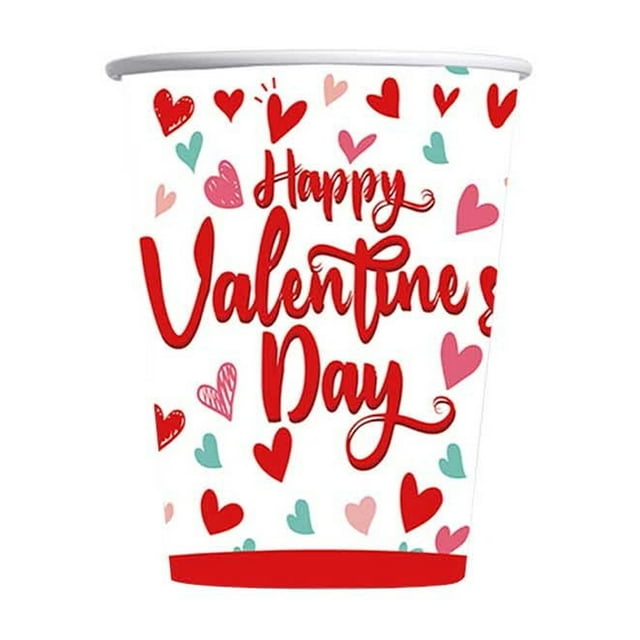 Decorative Paper Plates,Valentine's Party Tableware Set Heart Theme Disposable Complete Kit for Dinner Celebration