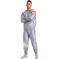 thumbnail image 4 of Zaldita Men's Anti-Rip Sauna Suit Weight Loss Sweat Suit Training Gym Workout with Jacket Hood Type A Silver S, 4 of 7
