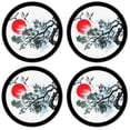 thumbnail image 2 of Silicone Non-Slip Drink Coasters with Removable Printed Absorbent Felt Pad - Set of 4 - Cranes Flying by a Tree Drawing, 2 of 3