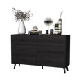 thumbnail image 2 of Ktaxon Wood Dresser for Bedroom, 6 Drawer Double Dresser with Metal Handles, 15.8" D x 52.3" W x 33" H, Black, 2 of 3