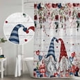 thumbnail image 4 of Pink Valentine's Day Shower Curtain Set - Long 72" x 84" Washable Bathtub Curtain with 12 Hooks, Gnomes Floral Eucalyptus Leaves Wooden Waterproof Fabric Stall Shower Curtains for Bathroom Décor, 4 of 6