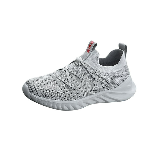 MAWCLOS Espadrilles pour Enfants Antidérapantes Type Chaussette, à Enfiler, Confort, Course, Bout Rond, Jogging, Marche, Gris 10C