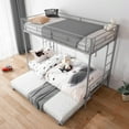 thumbnail image 3 of Twin Over Twin Bunk Bed with Trundle, Metal Twin Bed with Safety Guard Rail and Ladders, Space-Saving Design Sleeping Bedroom Bunk Bed for Young Teens & Adults, Easy Assembly, 3 of 8