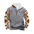 thumbnail image 2 of LEBONYARD Mens Shirts Big and Tall,Men Casual Hoodie Retro Ethnic Printed Stand-up Neck Zipper Long Sleeve Tops Wshirts Gray XL, 2 of 3
