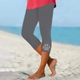 thumbnail image 2 of MLQIDK Gray Yoga Capri Pants for Women Dressy Casual Capri Leggings Elastic Waist Knee Length Capris Trendy Summer Pedal Pushers with Pockets Gray L, 2 of 5
