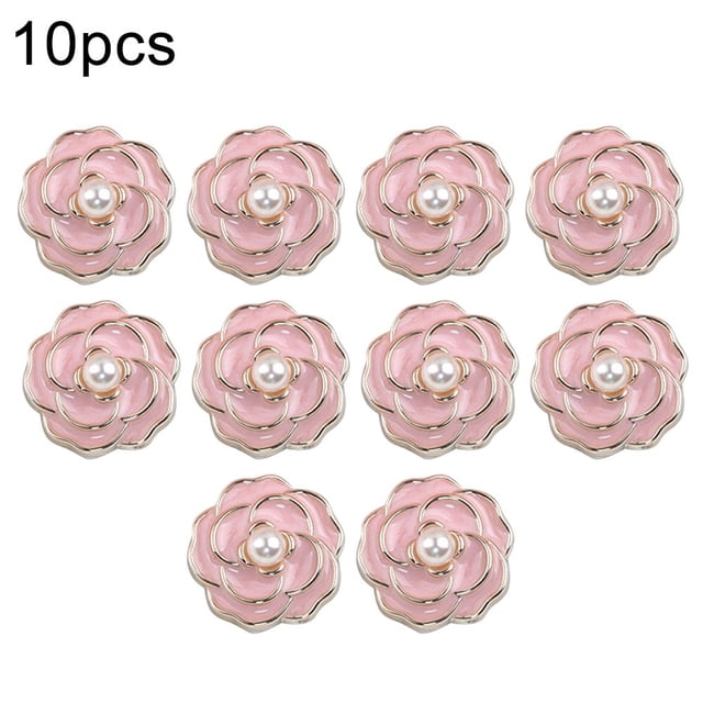 BUYISI Diy Projects Diamond Flower Embellishment Flat Back Design Rhinestone Flower Pearl Embellishment Diy Wedding Scrapbook Pink