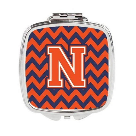 Letter N Chevron Orange & Blue Compact Mirror