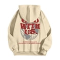 thumbnail image 4 of MHFRRA Sudadera con Capucha Estampada para Uso Diario Sudadera Informal para Mayor Comodidad y Estilo En Actividades Deportivas y de Ocio Beige, 4 of 5