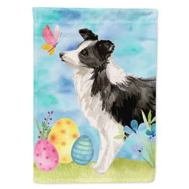 Border Collie Easter House Flag