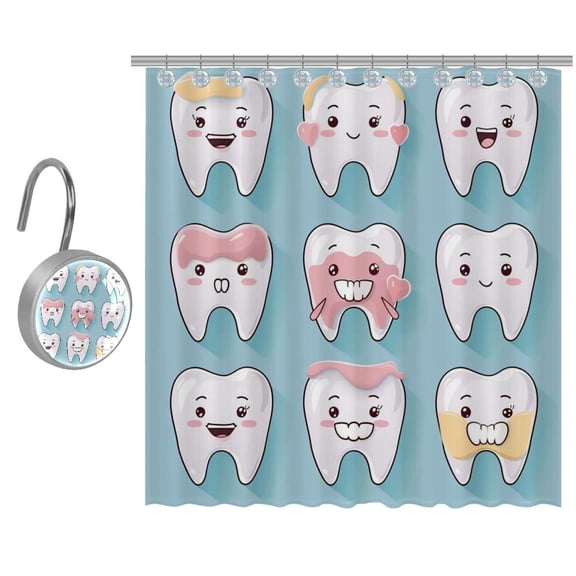 Cute Teeth Shower Curtain for Bathroom