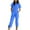 Blue, variant on hoksml Jumpsuits for Women Casual Solid Color Pleated Waist Zip-Up Lapel Jumpsuit Pants Summer Short Sleeve Cotton Linen Overalls 2025 on Clearance
