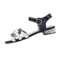 thumbnail image 3 of Women's Retro Color-Block Woven Block Heel Sandals Casual Open Toe Adjustable Buckle Strap Comfortable Slides for Party Daily Wear Plus Size Available, 3 of 10