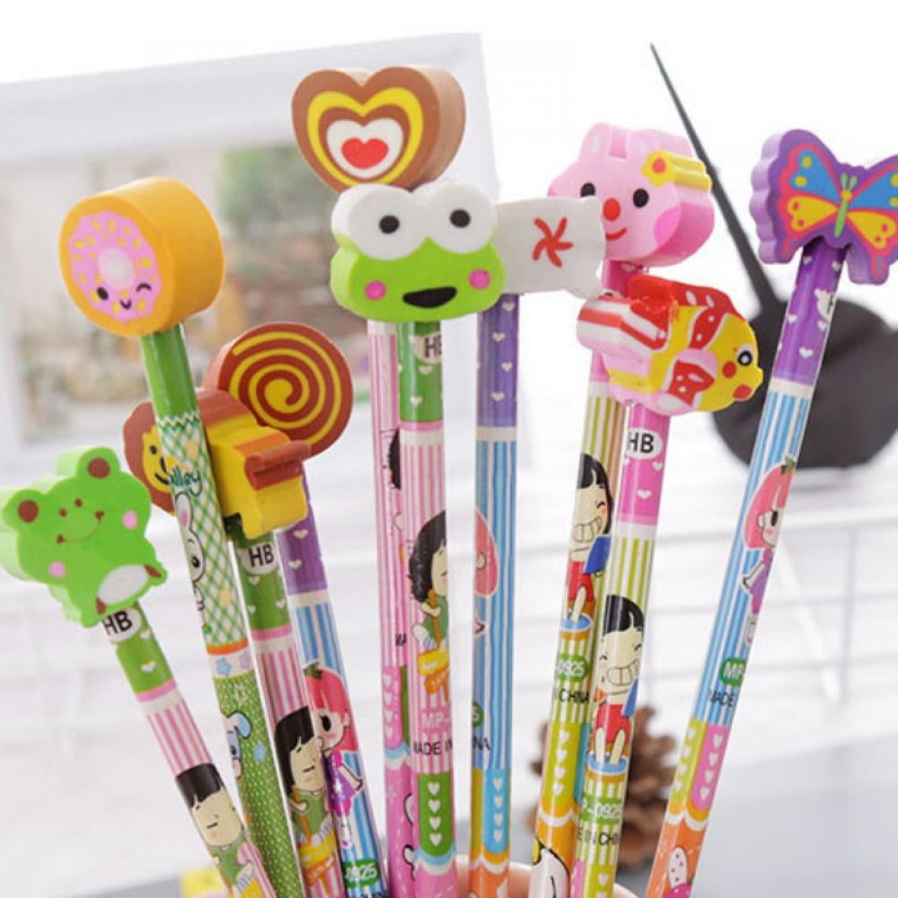 Set of 6 Animals Pencil Toppers Party Bag Fillers Pen Eraser Football Children 
