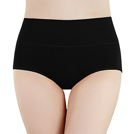 

Qingsaizhen Briefs Women Briefs Solid Color High Waist Full Coverage Stretchy Tummy Control Underpants Underwear for Daily Life