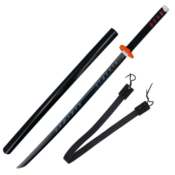 Armory Replicas Tanjiro Kamado Foam Nichirin Katana with Leather Back Sling – Cosplay Sword & Sheath Combo