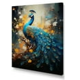 thumbnail image 2 of Designart "Blue Yellow Emerald Peacock Drips II" Animals Wall Decor, 2 of 5