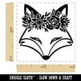 thumbnail image 2 of Fox Wearing a Flower Crown Self-Inking Rubber Stamp Ink Stamper - Green Ink - Small 1 Inch, 2 of 7