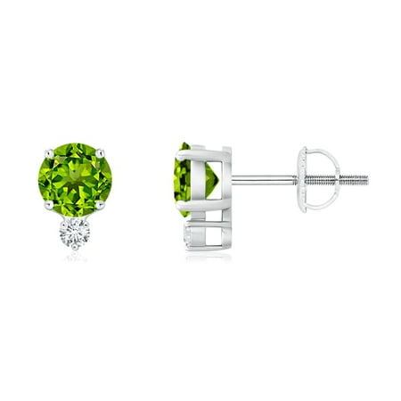 August Birthstone Earrings 1 Carats Round Brilliant Peridot Stud With Diamond Accent In 14k White Gold Se0133pd Wg Aaaa 5 August Birthstone Earrings 1 Carats Round Brilliant Peridot Stud With Diamond Accent In 14k White Gold Se0133pd Wg Aaaa 5