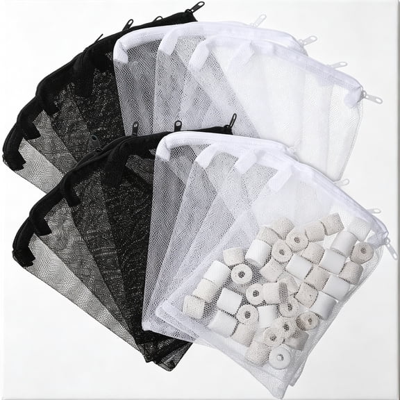 MISSMILE 16Pcs Aquarium Filter Media Bags Extra Fine Filter Medias Bag with Zipper 7.8X5.9In Aquarium Media Bag Reusable Strong Polyester Fine Mesh Bags for Fish Tank Activated Carbon Ceramic Rings