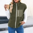 thumbnail image 4 of Womens Fuzzy Fleece Jacket Vest Sleeveless Zip-Up Sherpa Jackets Oversized Fall Winter Casual Coats with Chest Pocket Green, M, 4 of 7