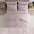 thumbnail image 4 of Bourina 3-Piece Full Size Comforter Set, Pleated Wrinkle-Resistant Microfiber Bedding, Pink,All-Season, 4 of 7