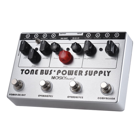 MOSKY Muyin TONE BUS + POWER SUPPLY Multi-Effects Pedal with Compressor, Dual Overdrive, and 8-Channel Power Output for Guitar Effects
