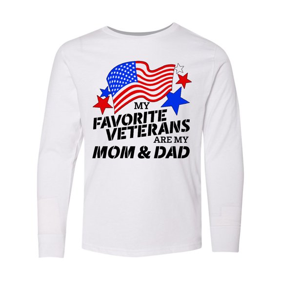 Inktastic My Favorite Veterans Are My Mom and Dad Long Sleeve Youth T-Shirt