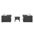 thumbnail image 6 of Contemporary Modern Urban Designer Outdoor Patio Balcony Garden Furniture Lounge Chair and Table Fire Pit Set, Fabric Rattan Wicker, White, 6 of 8