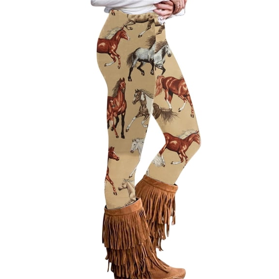 DDAPJ pyju Novelty Print Leggings for Women Prime Sales,3D Horse Graphic High Waisted Stretch Yoga Trousers Lightweight Workout Running Skinny Pants Buttery Soft Casual Tights