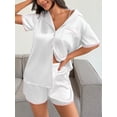 thumbnail image 3 of Ekouaer Women's Satin Pajamas Set 6 piece Silky Sleepwear Buttton Down Short Sleeves Top and Shorts Pj Set, 3 of 6