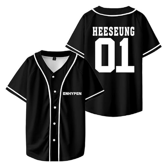 ENHYPEN HEESEUNG Merch V-Neck Shirts Baseball Jersey Shirt Women Men Fashion Casual Short Sleeve