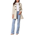 thumbnail image 2 of Abrigo de invierno para mujeres, abrigo de trinchera con capucha, toggle y duffle, color beige XL, 2 of 6