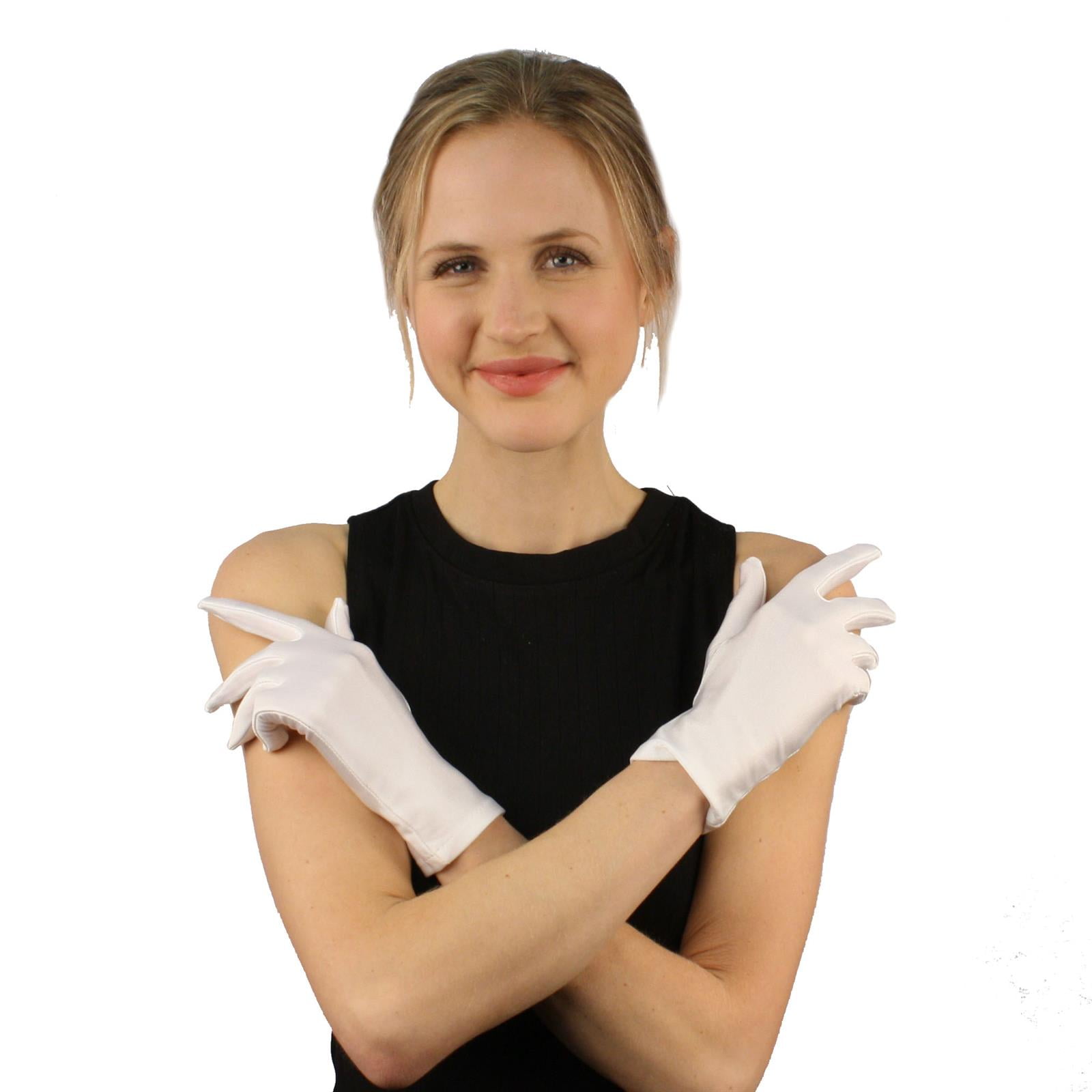 Elegant Satin Matte Finish Stretchy Wrist Length Dressy Evening Gloves