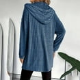 thumbnail image 6 of Dazajoo Womens Zip Up Long Hoodie Jacket Tunic Sweatshirt Solid Color Knitted Long Sleeve Fleece Coat,Blue,XXL, 6 of 10