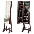 thumbnail image 1 of Giantex Jewelry Armoire with Frameless Full-length Mirror and 12 LED Lights, Brown, 1 of 10