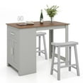 thumbnail image 1 of Costway Ensemble de Table de Bar 3 Pcs Table de Pub avec Tabourets de Selle et Armoire de Rangement Gris, 1 of 7