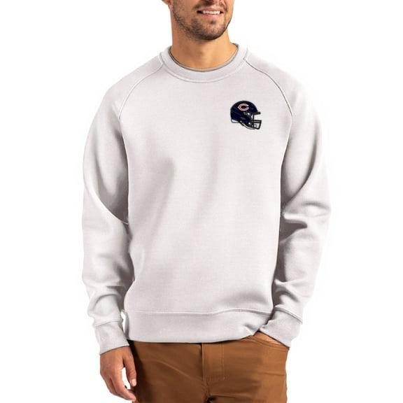 Men's Cutter & Buck Gray Chicago Bears Helmet Roam Recycled Raglan Pullover Sweatshirt