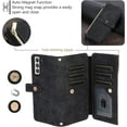 thumbnail image 4 of Crossbody Wallet Case for Samsung Galaxy S21 5G, 9 Card Slots Adjustable Crossbody Zipper Cover Detachable Lanyard Strap Flip Case with Hand Strap Kickstand Case - Black, 4 of 7