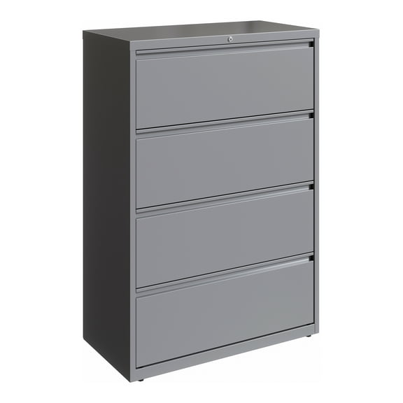 Hirsh 36 Inch Wide 4 Drawer Metal Lateral File Cabinet for Home and Office, Holds Letter, Legal and A4 Hanging Folders, Silver