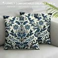 thumbnail image 3 of COMIO Navy Floral Throw Pillow Covers Blue and White Porcelain Pillow Covers Bohemian Home Decor Pillow Case Chinoiserie Square Pillow Covers for Living Room Couch Patio, 3 of 5