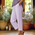 thumbnail image 2 of GigrtiJin Striped Capris Pants for Womens High Waisted Loose Cropped Pants Straight Leg Casual Beach Vacation Capris Pants with Pockets, 2 of 5