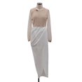 thumbnail image 2 of Robe de Soirée Formelle pour Femmes Bal Prom à Manches Longues Robe de Mariage Demoiselle d'Honneur Brillante Coupe Ajustée Fente Transparente, 2 of 5
