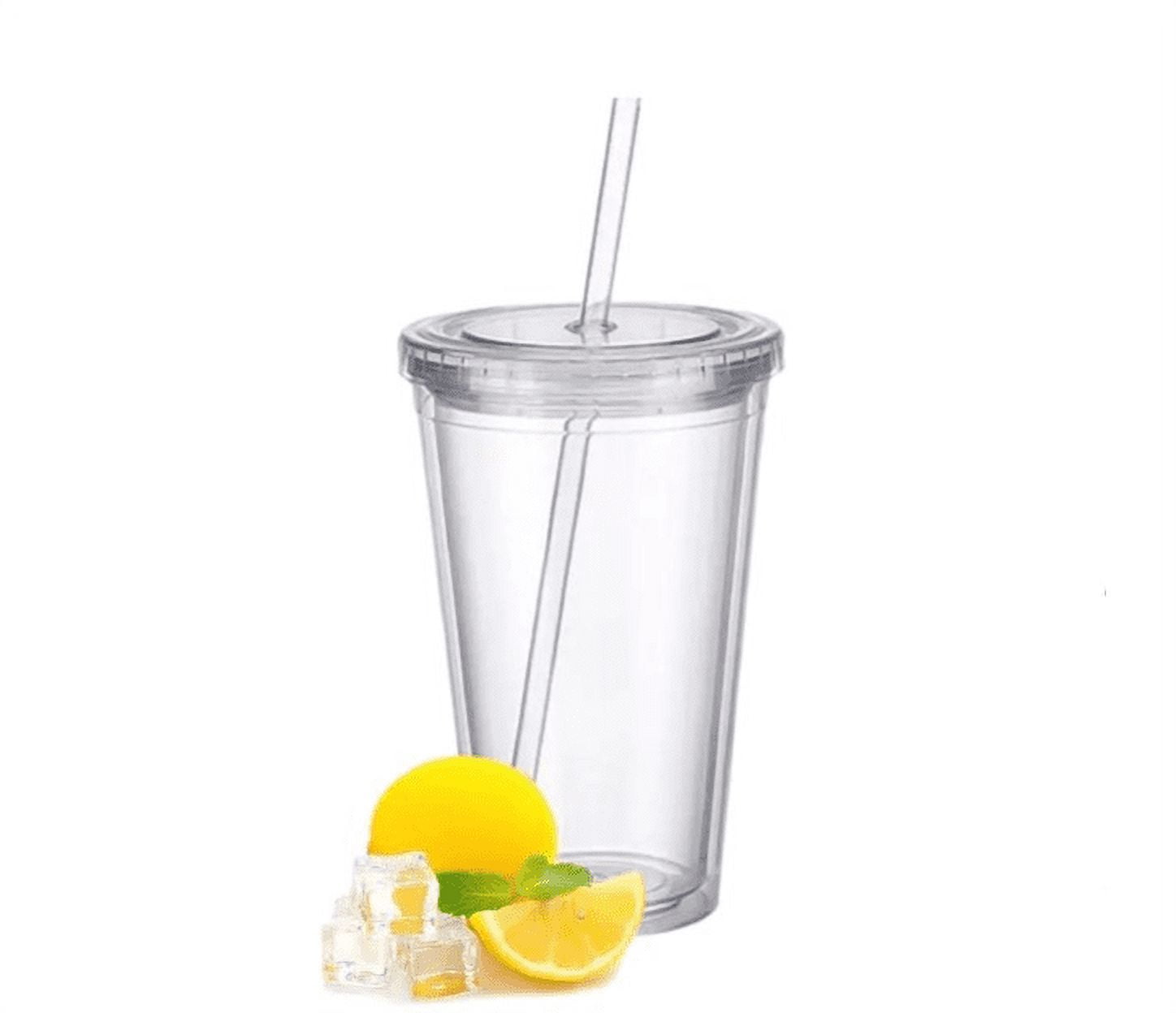 Clear Plastic Cups Tumbler with Lids and Straw, 750ml Transparent /  Translucent