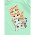 thumbnail image 5 of Kids Girls and Boys Summer T-Shirt Cartoon Cat Print Short Sleeve Round Neck Graphic Tops, 5 of 8