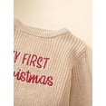 thumbnail image 6 of Rdhnmea Baby Christmas Sweater Romper Letter Embroidery Long Sleeve Crew Neck Knit Bubble Jumpsuit Xmas Outfits, 6 of 9