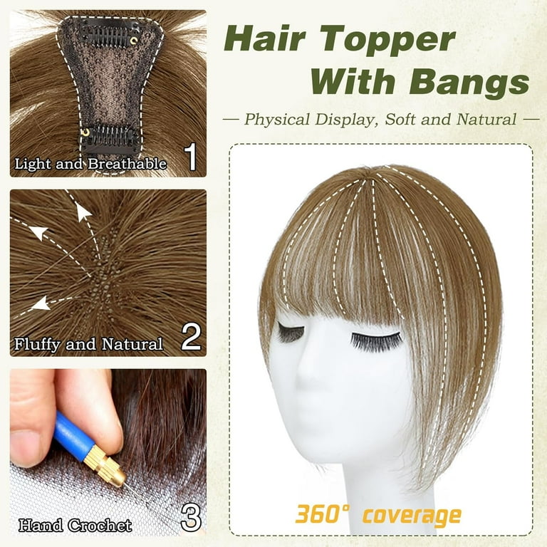 Clip In Human Hair Bangs Topper 11 Inches Wispy Thin Air Bang Thin Air Neat Wispy Bangs Clip In Fringe Real as Human Hair  main image 3