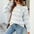 thumbnail image 6 of ShomPort Women's Color Block Sweaters Mock Neck Long Sleeve Casual Loose Knitted Pullover Jumper, 6 of 7