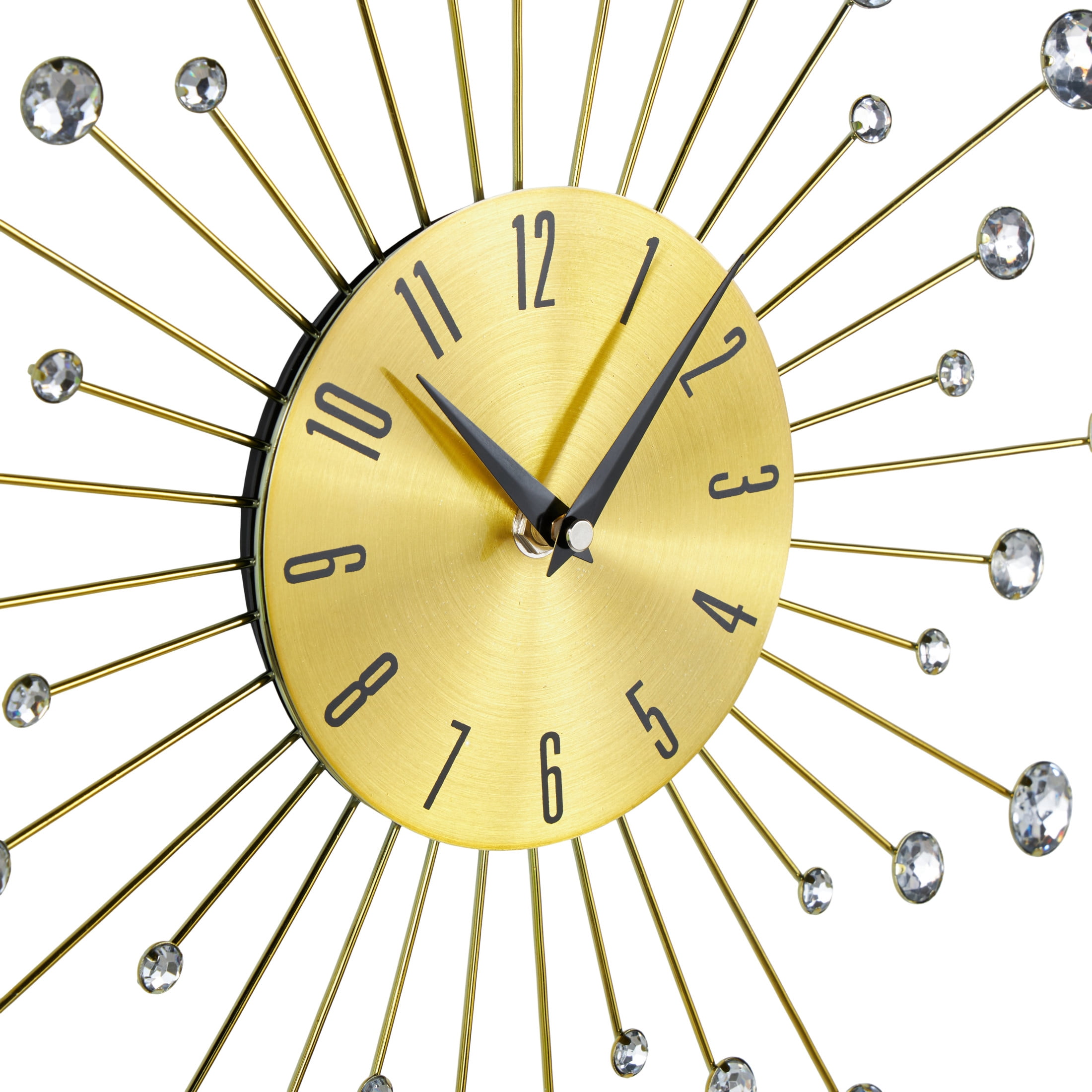 DecMode Gold Metal Glam Wall Clock, 15”L x 0.5”W x 15”H, Features Starburst Design