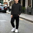 thumbnail image 4 of Cethrio Boys Athletic Outfit Sets, Casual Long Sleeve Running 2 Piece Boys' Activewear Black Size 7-8 T, 4 of 5